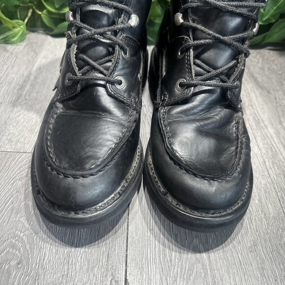 Harley Davidson Mens Size US 9.5 Black Leather Moc Toe Motorcycle Riding Boots main image 5